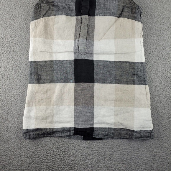 Chadwicks Of Boston Shirt Womens Medium Beige White Plaid Linen Blend Sleeveless - Picture 4 of 9